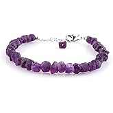 CRYSTALIS Natural Amethyst Raw Crystals Bracelet, Birthstone, Rough Gemstones, Chakra Healing Crystals, Gift Giving Jewelry, 925 Sterling Silver Womens Bracelet 8 inch [Spiritual Stones]