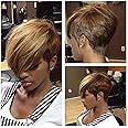 BeiSD Short Pixie Cut Wigs with Bangs Mixed Blonde Brown Short Wig Synthetic Wigs for Black Women Mixed Blonde Short Hairstyles for Women… (7344)