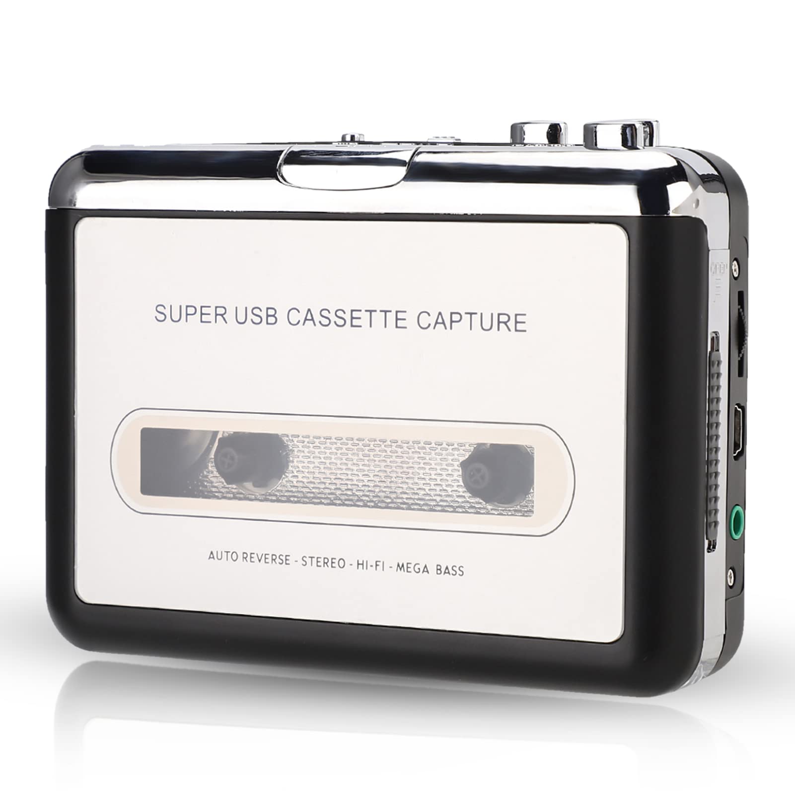 Portable Cassette Player, Convert Old Tapes and Cassette to MP3 Capture Via USB, USB Cassette Tape to MP3 Stereo Audio Music CD Converter, 2 AA Battery or 5V Power Supply