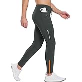 baleaf Men's Thermal Running Tights Fleece Compression Leggings Winter Pants Zipper Pockets Cycling Gear Cold Weather