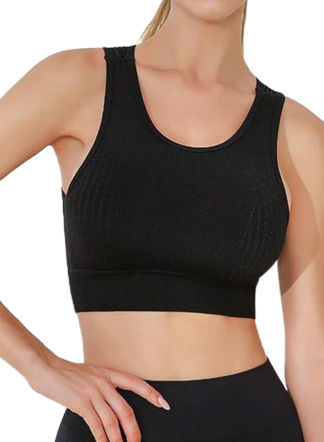 FARYSAYS Women Ribbed Seamless Uplift Hollow Out Sports Bras High