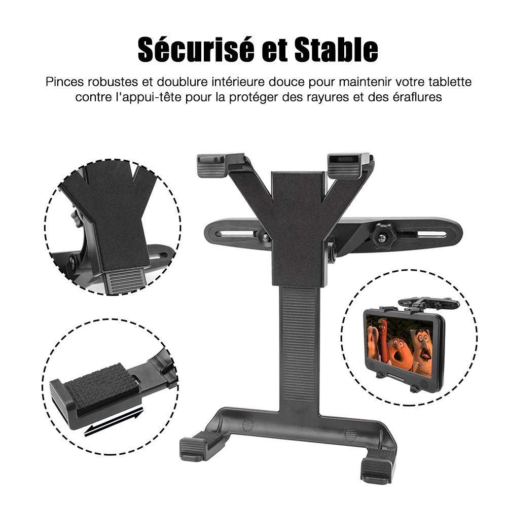 bedee Supporto Tablet Auto Poggiatesta, Universale Rotazione di 360° poggiatesta sedile posteriore auto per iPad 2/3/4 / Mini/Air/Lettore DVD, Samsung Galaxy Tab e tablet da 7 a 12 pollici