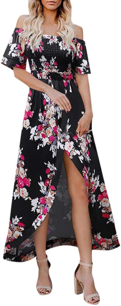 Amazon.com: Women Dress,Fudule Womens Fashion Off Shoulder Floral Printed Maxi Dress Short 
