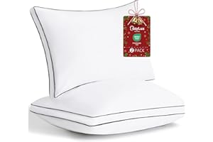 CozyLux Pillows Queen Size Set of 2, Soft and Supportive 3D Down Alternative Bed Pillow for Sleeping 2 Pack White, Luxury Hotel Quality Gusseted Bedding Pillow for Back, Stomach or Side Sleepers 18x28