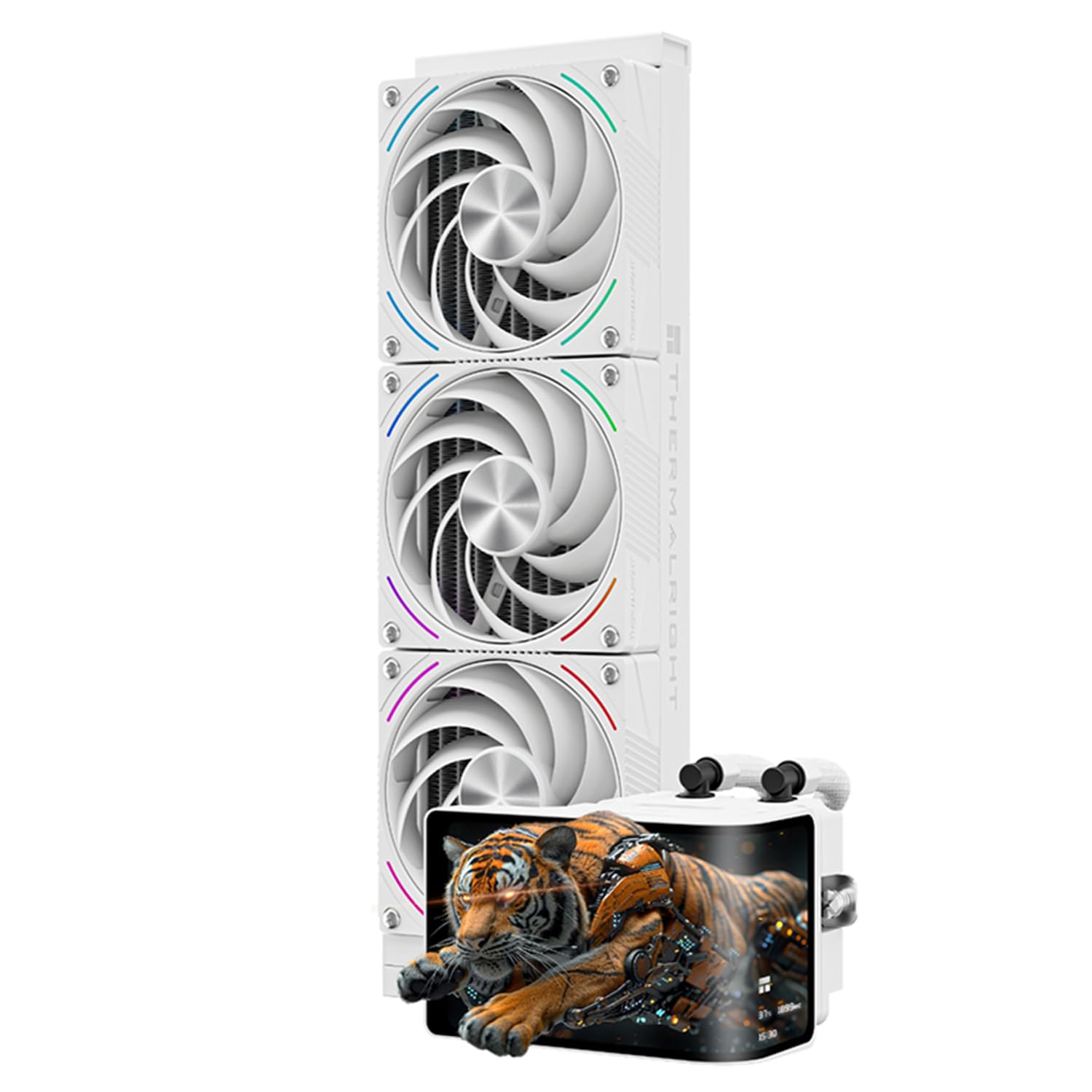Photo 1 of Thermalright Wonder Vision 360 Turbo ARGB White CPU Water Cooler, 60HZ Curved Screen with 2400x1080 Resolution,for AM4/AM5,Intel LGA1851/1700,6.67in 3D Screen High Performance Pump,3000RPM Fan Speed