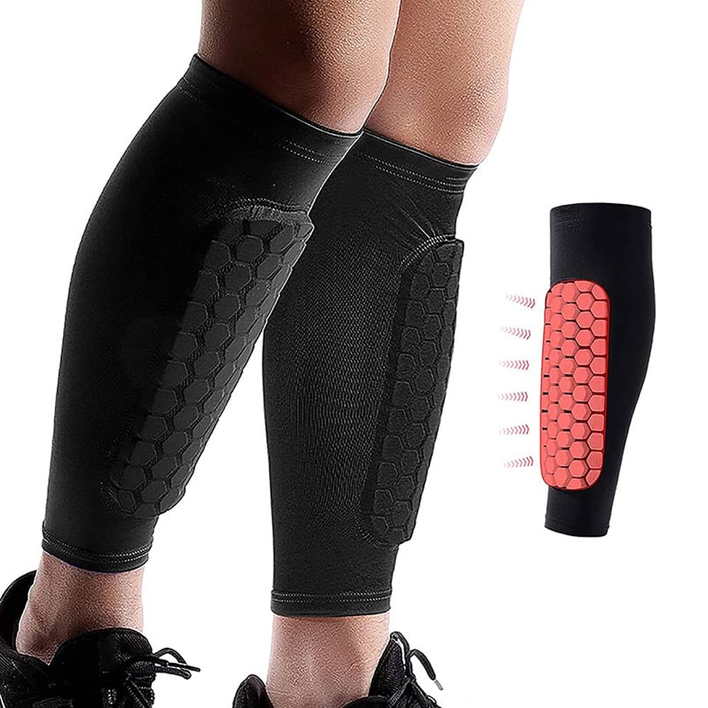 Football Sock Sleeves, Soccer Shin Guards Sleeves, OXFUZZ 1 Pair Football Shin Guards, Football Shin Pads, Calf Protective Sleeve Professional Crashproof Shin Guards for Men, Women and Youth (XL)