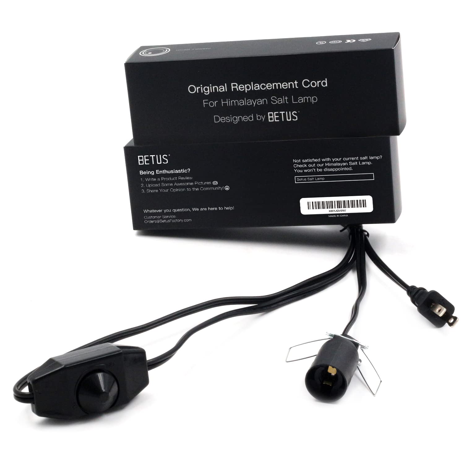 Salt Lamp Cord with Dimmer Control, Betus [Original Replacement] Power