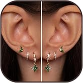 3Pairs Earring Sets for Multiple Piercing Dainty Gold Huugie Earrings Cubic Zirconia Pearl Stud Ear Cuff Earrings for Women