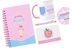 The Yellow Clip - Kit de Regalo para Maestras, Día del Maestro, Libreta de Pasta dura, Taza para Profes, Juego de plumas (Kit 3)