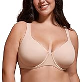 DELIMIRA Women's Confishape Balconette Bra Supportive T Shirt Full Coverage Plus Size Bras Underwire Unlined