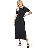 L*Space Drew Dress for Women, Everyday Twist Front Midi Dress Featuring Short, Cuffed Sleeves, Relaxed Fit & Leg Slit