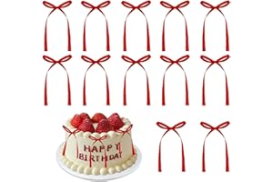 DOACPCR 20 PCS Red Bow Cupcake Toppers，Red Ribbon Bow Cake Decorations，Bowknot Ribbons Coquette, High Footed Cup Balloon Wall Party Decorations，Bridal Wedding Cake Dessert Baby Party Supplies