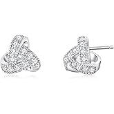 Geelein Cubic Zirconia Stud Earrings 925 Sterling Silver Post Triangle Winding Bridal Wedding Stud Earrings Hypoallergenic for Women