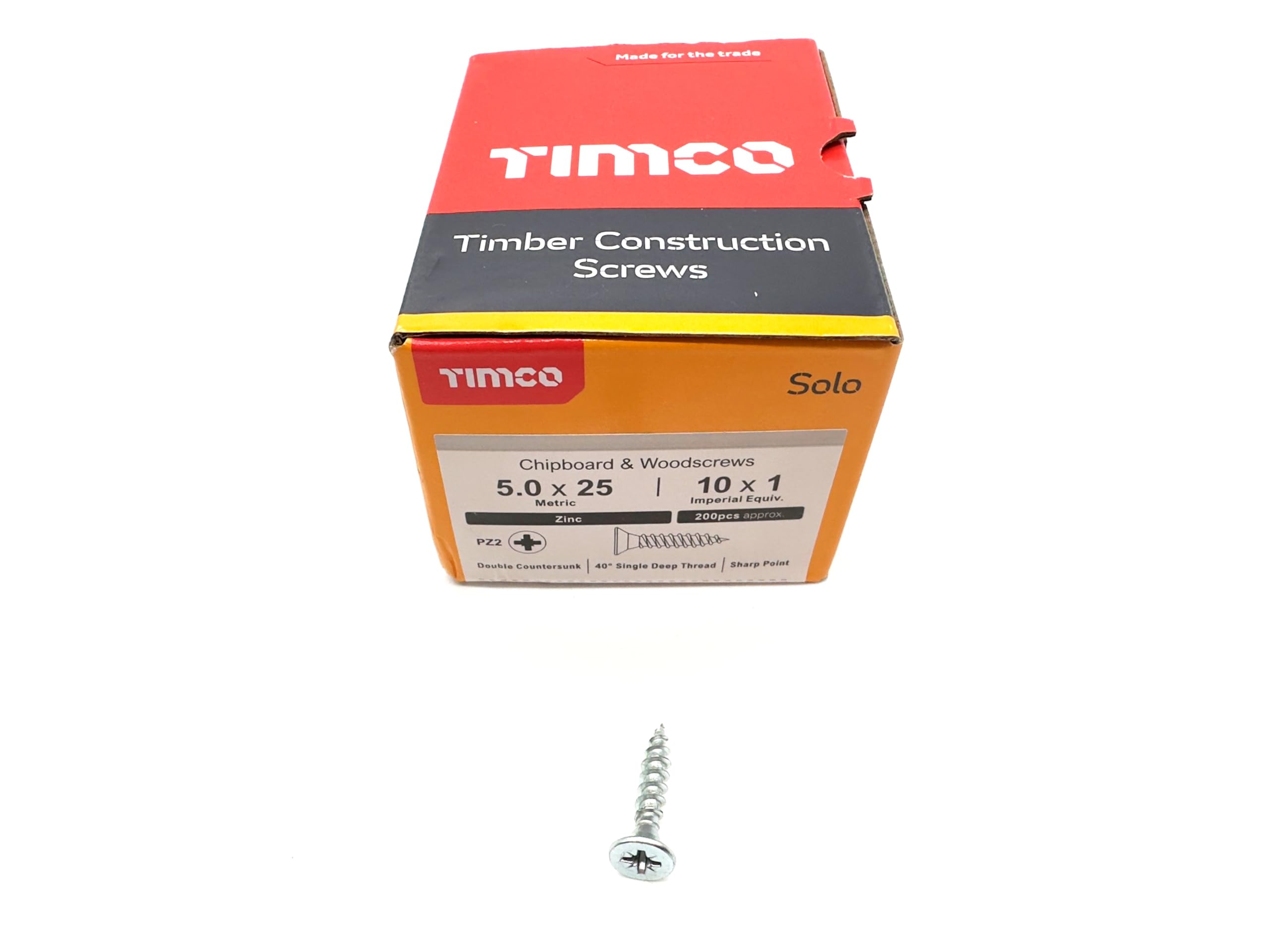 200 Pcs Silver Wood Screws Double Countersunk General Purpose (5mm x 25mm)