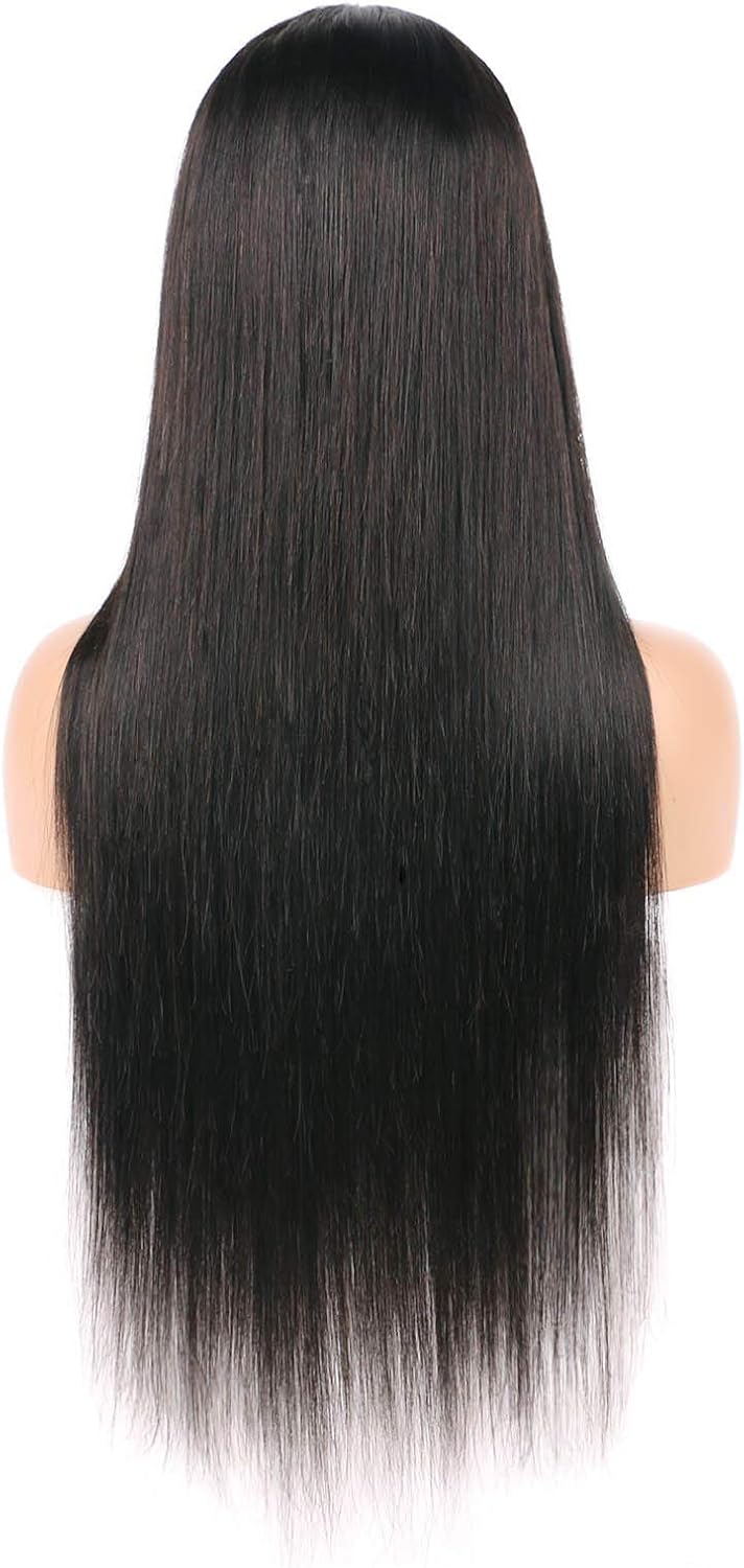 Straight Wig Lace Front Wig 24 Inch Human Hair 13×5×0.5 T Part Lace Wigs for Black Women Brazilian Remy Hair Deep Middle Part Pre Plucked 150% Density Natural Black Color - Image 3