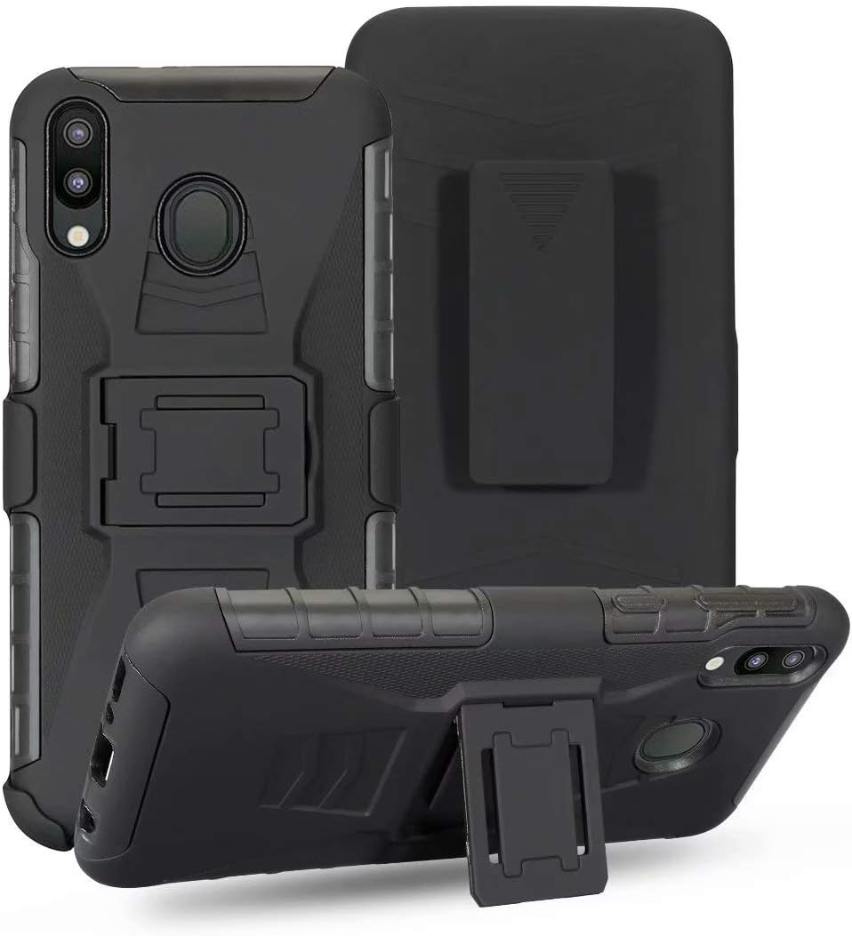 KAWOOGalaxy A30 Case, Galaxy A20 Holster Case, Ultra Slim Combo Shell Full Body Protective Defender Case with Belt Clip for Samsung Galaxy A30/A20 Black