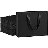 BagDream Black Gift Bags 25 Pack 10.6x3.1x8.3 Heavy Duty Kraft Paper Bags with Handles for Boutique, Wedding Party Favor Bags, Grocery Retail Merchandise Bags Medium Gift Paper Sacks