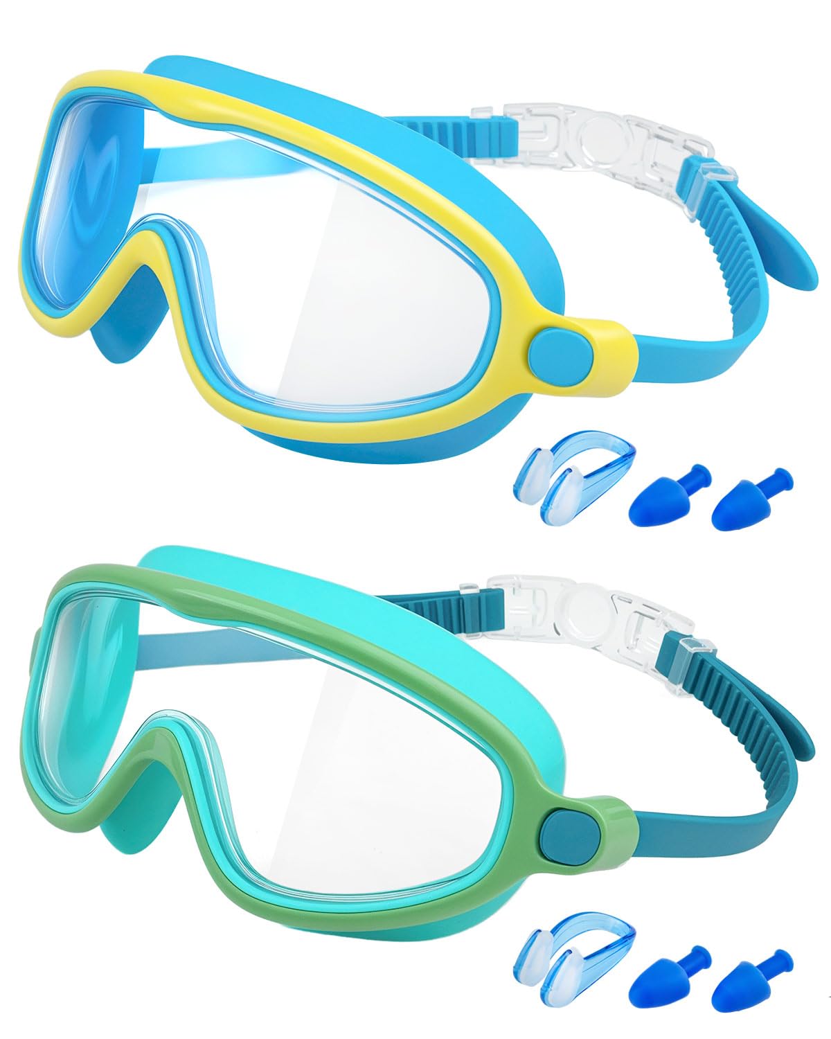 Photo 1 of Rantizon Kids Swim Goggles 2 Pack, Wide View Swimming Goggles for Child 3-15, Anti Fog&UV No Leaking Goggles for Boys Girls