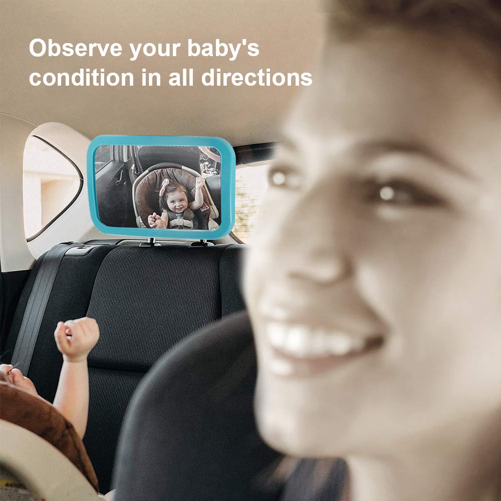 QUEES Baby Car Mirror Shatterproof Wide Clear View Baby Mirror for Back Seat Carseat Mirrors Rear Facing for Infant Safety