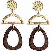 Scddboy Wooden Earrings for Women African Earrings Ethnic Statement Lightweight Drop Earrings