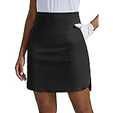 PINSPARK 18" Skorts for Woman Above Knee Length Athletic Golf Skirts 3 Pockets UPF 50+ High Waist Pickleball Tennis Skirt
