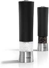 Tower T80400 Electric Salt Pepper Mill Set Stainless Steel Black Grinder view 2