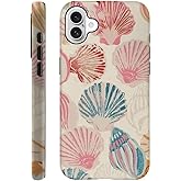 Case for iPhone 16 - [Drop Protection Phone Cover] - Hybrid Case for Girl Women - Pink Sea Shell Art