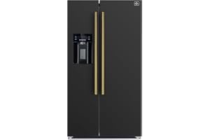 Forno Salerno 36" Side by Side 20 Cu.Ft Free Standing Black Fridge - Stainless Steel Refrigerator with Ice Maker & Decorative Grill - Touch Control Kitchen Fridge with Child Lock and Vacation mode