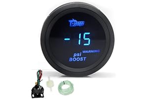LEVANLIGHT 2" 52mm Blue Digital LED 30 PSI Turbo Boost Gauge with Boost Sensor Hose/T- Fitting for Boat Truck Car Modificatio