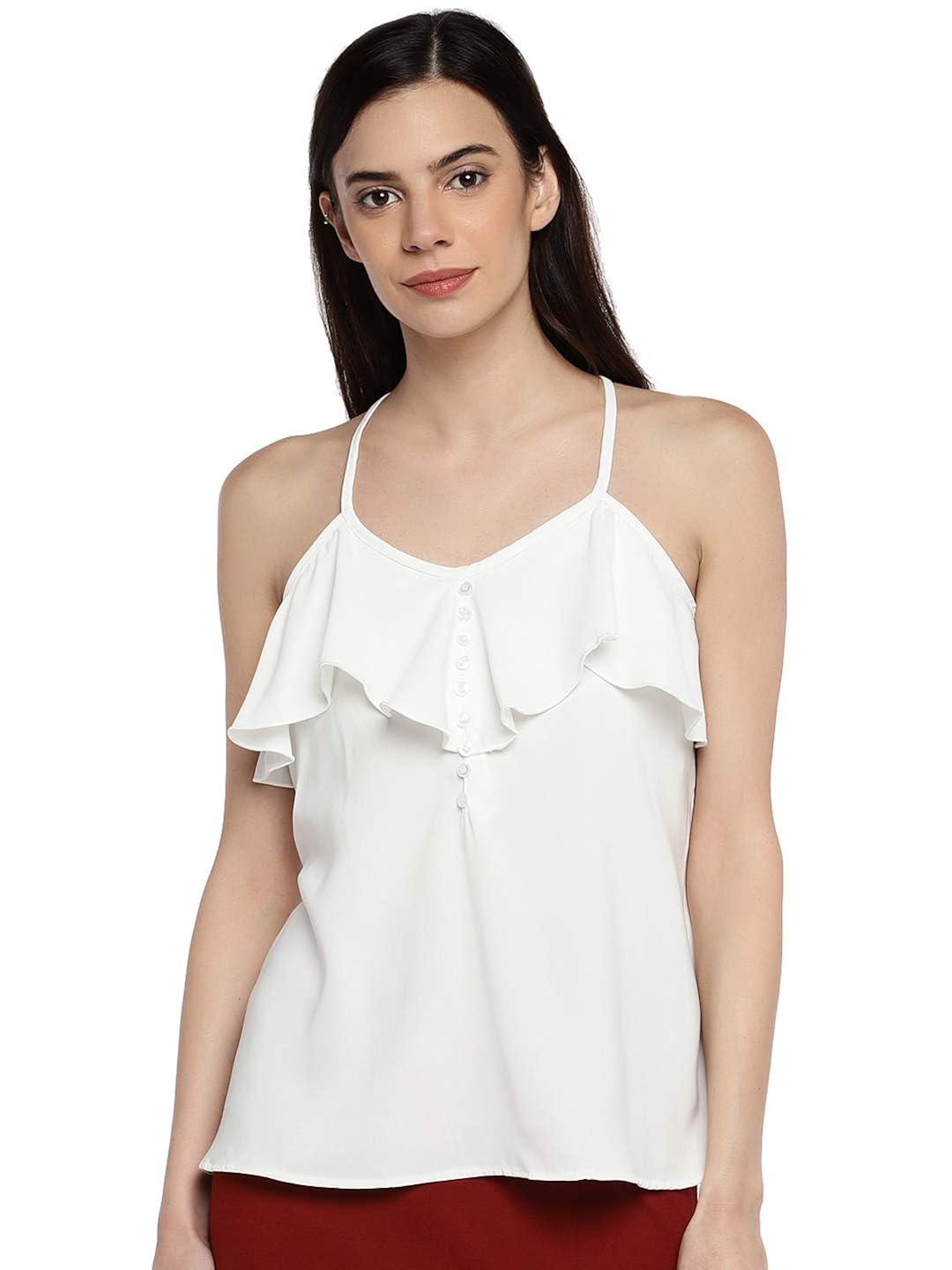halter neck ruffle top