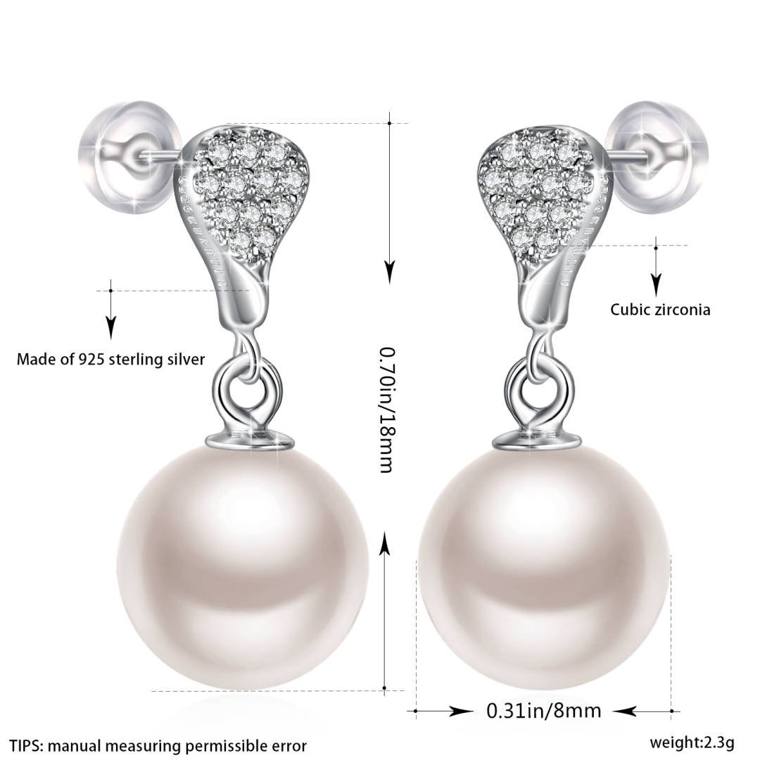 Pendientes Mujer, GUNDULA Pendientes Mujer Perla Zirconia Cúbica \