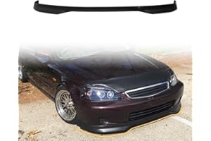 MODILOVER Front Bumper Lip Spoiler Compatible with 1999-2000 Honda Civic, PP Unpainted Black Type R Add-on Front Splitter Air Dam Chin Protector