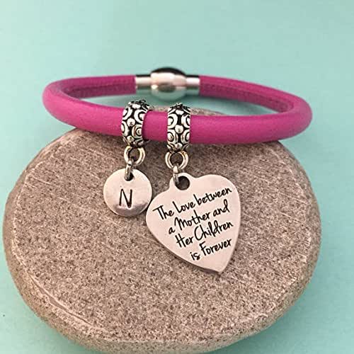Mom leather bracelet, mom charm bracelet, leather bangle