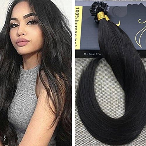 Ugeat 14-24inch Flat Tip Fusion Real Remy Human Hair Extensions 1g/s 50strands 3 colors adviable