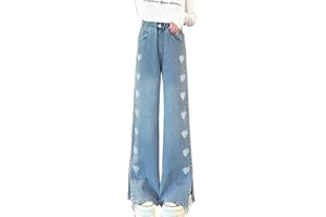 NABER Kids Girls Casual Baggy Wide Leg Denim Pants Elastic Waist Casual Jeans Age 5-14
