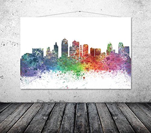 Kansas Wall Art, Kansas City Skyline, Kansas Poster, Modern City Watercolor Art