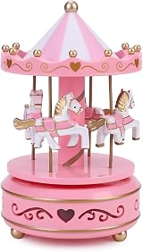 Classic Carousel Music Box LED Color Changing 4 Horse view 2
