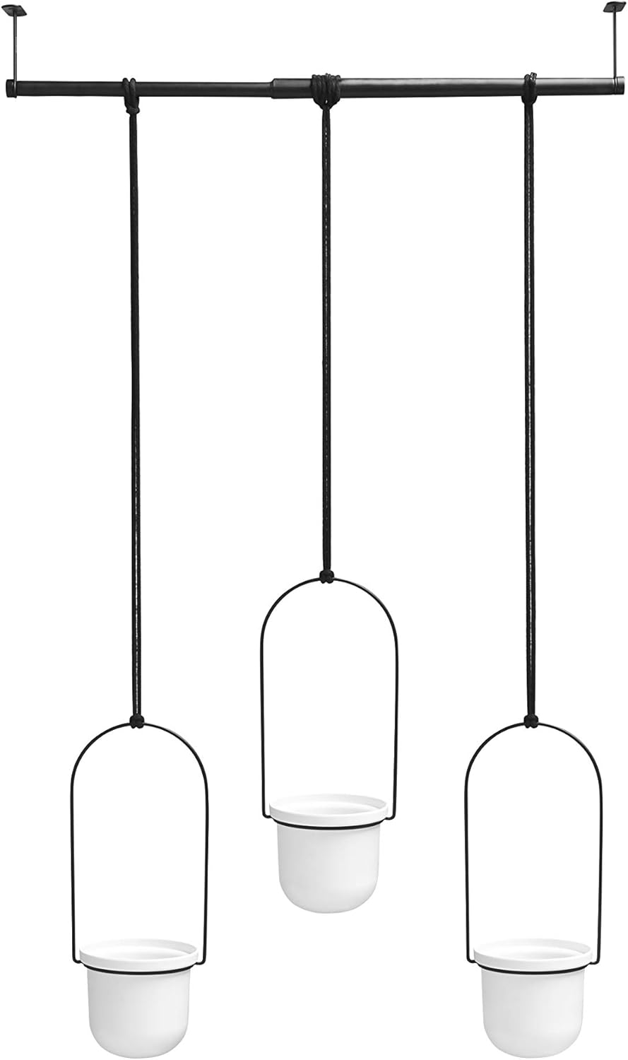 Umbra Triflora Hanging Planter for Window, Indoor Herb Garden, White/Black, Triple: Home & Kitchen