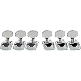Musiclily Basic R15A 3L3R Set 15:1 Semi Closed Tuners Machine Heads Chrome | Tuning Pegs Keys, with 45 Degree Screw, for Acoustic Electric Guitar