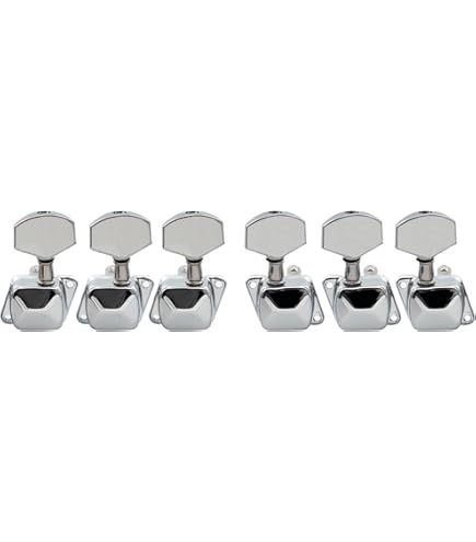 NATUCE 6 Pièces Chevilles Guitare Accordeurs Fermés – 3G/3D – Tuners Mécaniques Argent – Pour Guitare Acoustique & Électrique