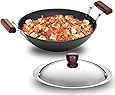 Futura IL23 Induction Compatible Hard Anodised Flat Bottom Deep Fry Pan / Kadhai with Steel Lid, 2.5 Liter