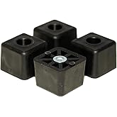 4 Large Cube Square Rubber Feet Bumpers - 1.125 H X 1.500 W - Made in USA Heavy Duty Non Marking for Furniture, Tables, Chair