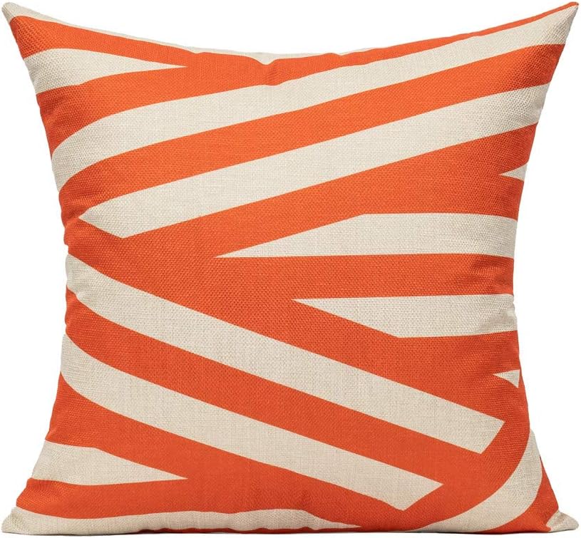 All Smiles Outdoor Patio Throw Pillow Covers Cases Indoor Furniture Decorative Cushion 18x18 Set of 4 for Home Porch Chair Couch Sofa Living Room Geometric Orange: Kitchen & Dining