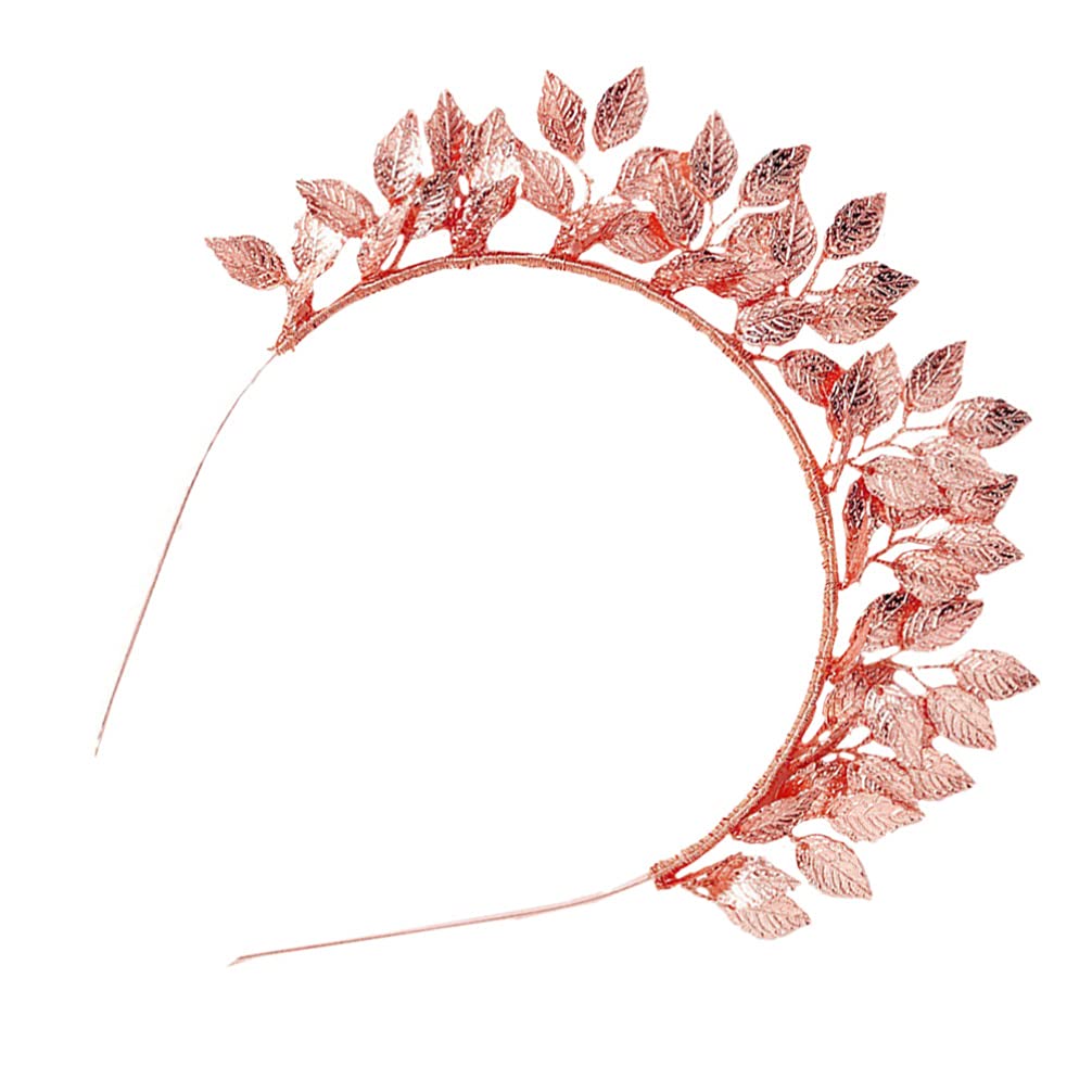 Lurrose Headband Bridal Leaf Tiara Headband Leaf Vine Hair Hoop Vinatge Branch Hairband for Costume Wedding Bridal Headpieces Rose Gold