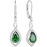 Rocayi Infinity Teardrop Earrings 925 Sterling Silver Dangle Drop Leverback Earrings Birthstone Jewelry for Women