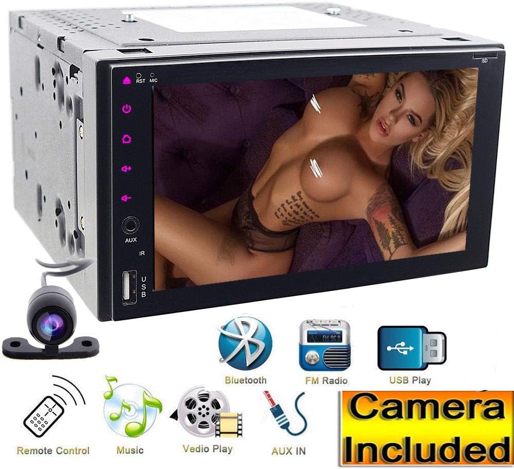 Free Back Camera 6.2" Double 2 Din Car Stereo DVD Player Touchscreen Bluetooth SWC 1080P TV Car Radio Audio USB/SD Vehicle Stereo Video in Dash CD Player(NO GPS Nav) + Remote Control