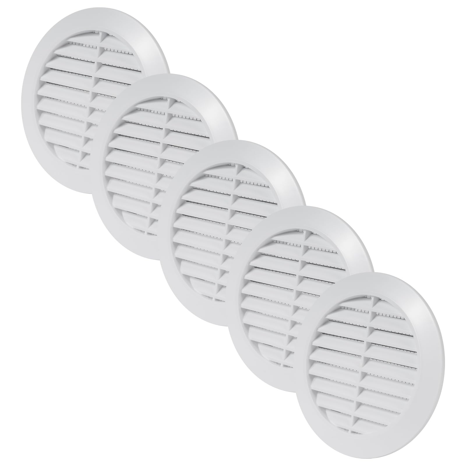 Vent Systems 90 mm / 3.54'' Inch - White Pack of 5 Air Vent Cover - Round Air Vents - Ventilation Grille - Integrated Insect Screen - HVAC Vents for Bathroom, Home Office, Kitchen — image 1