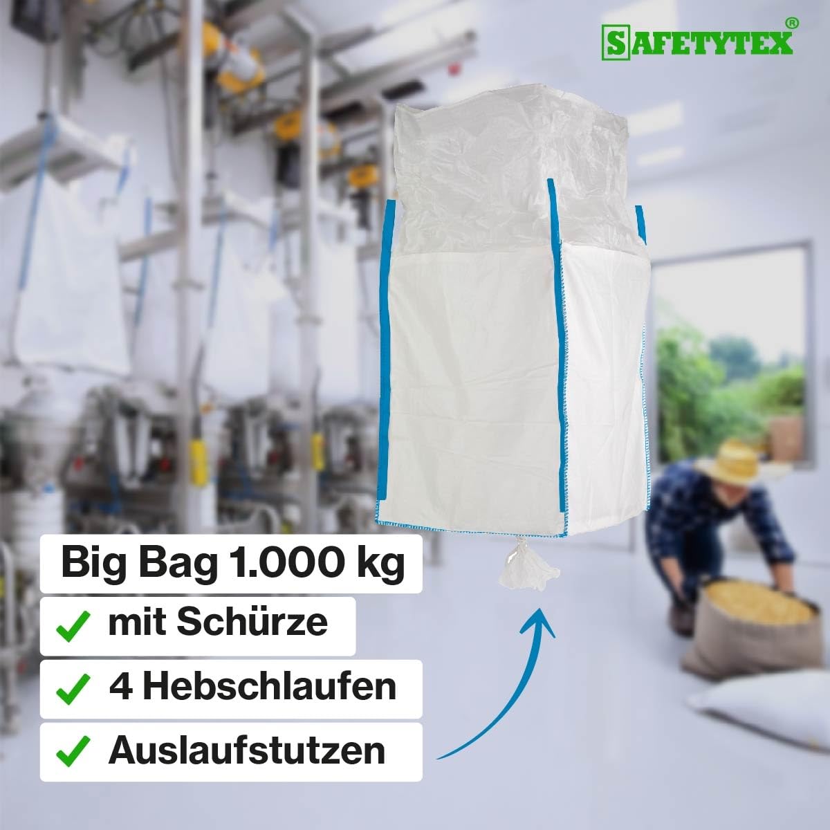 Safetytex Big Bag Schürze Auslaufstutzen 1000 kg 90x90x115 cm (1 Stück) 2