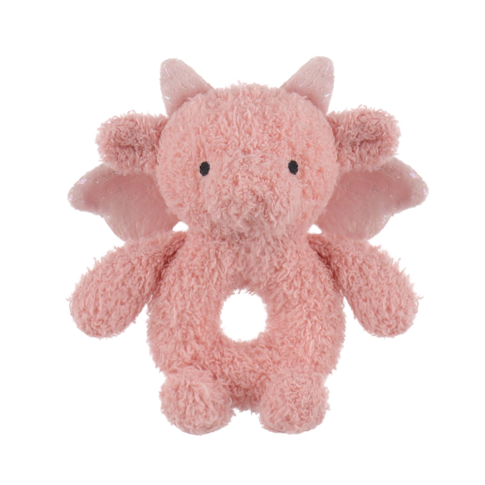 Apricot Lamb Baby Dragon Pink Soft Rattle Toy,Hold and Shake Toy with Sound, Plush Stuffed Animal for Newborn Infant Babies Soft Over 0 Months (Pink)