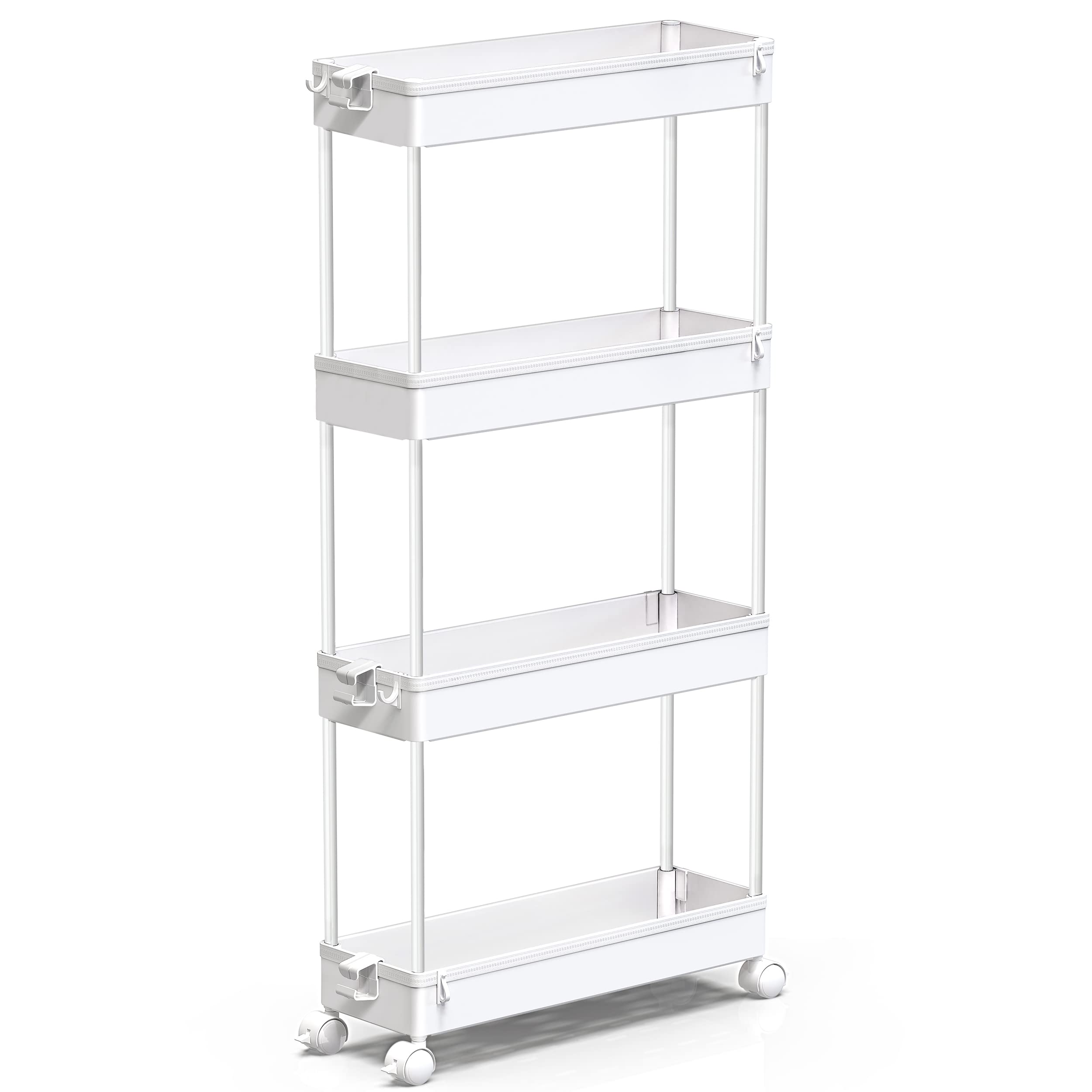 Photo 1 of SPACEKEEPER Slim Rolling Storage Cart 4 Tier Bathroom Organizer Mobile Shelving Unit Utility Cart Tower Rack for Kitchen Laundry Narrow Places, White